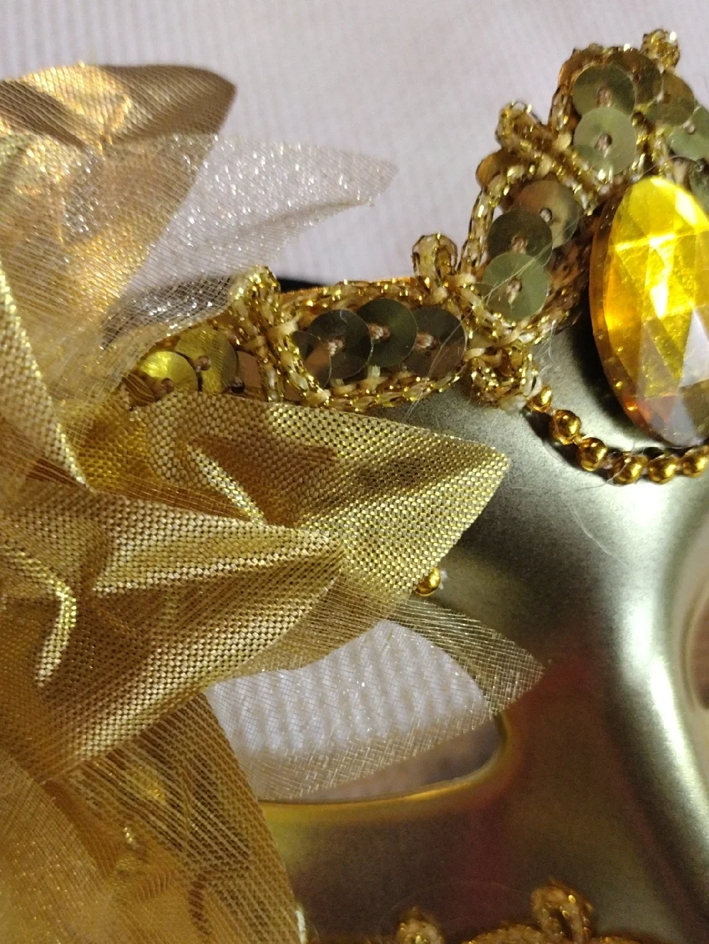 Gold Venetian Masquerade Mask with Floral Accent